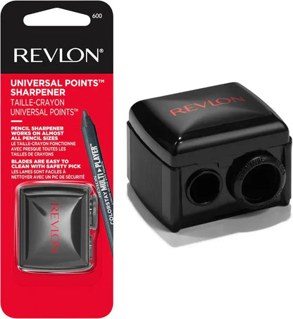 Revlon Universal Cosmetic Pencil Sharpener with Adaptor Ring – Dual Blade Makeup Sharpener for Lip, Eye & Brow Pencils