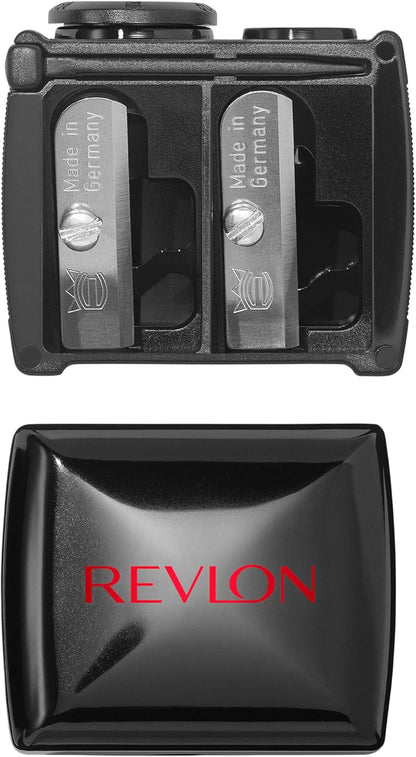 Revlon Universal Cosmetic Pencil Sharpener with Adaptor Ring – Dual Blade Makeup Sharpener for Lip, Eye & Brow Pencils