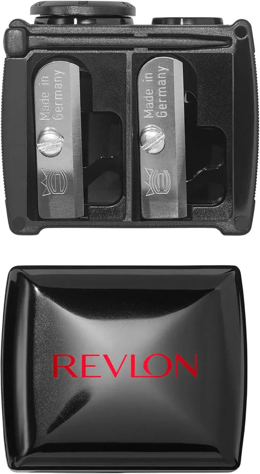 Revlon Universal Cosmetic Pencil Sharpener with Adaptor Ring – Dual Blade Makeup Sharpener for Lip, Eye & Brow Pencils