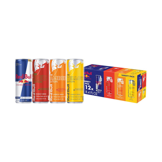 Red Bull® Energy Drink Variety Pack – Watermelon, Strawberry Apricot & Tropical (8.4 fl oz, 12 Pack)