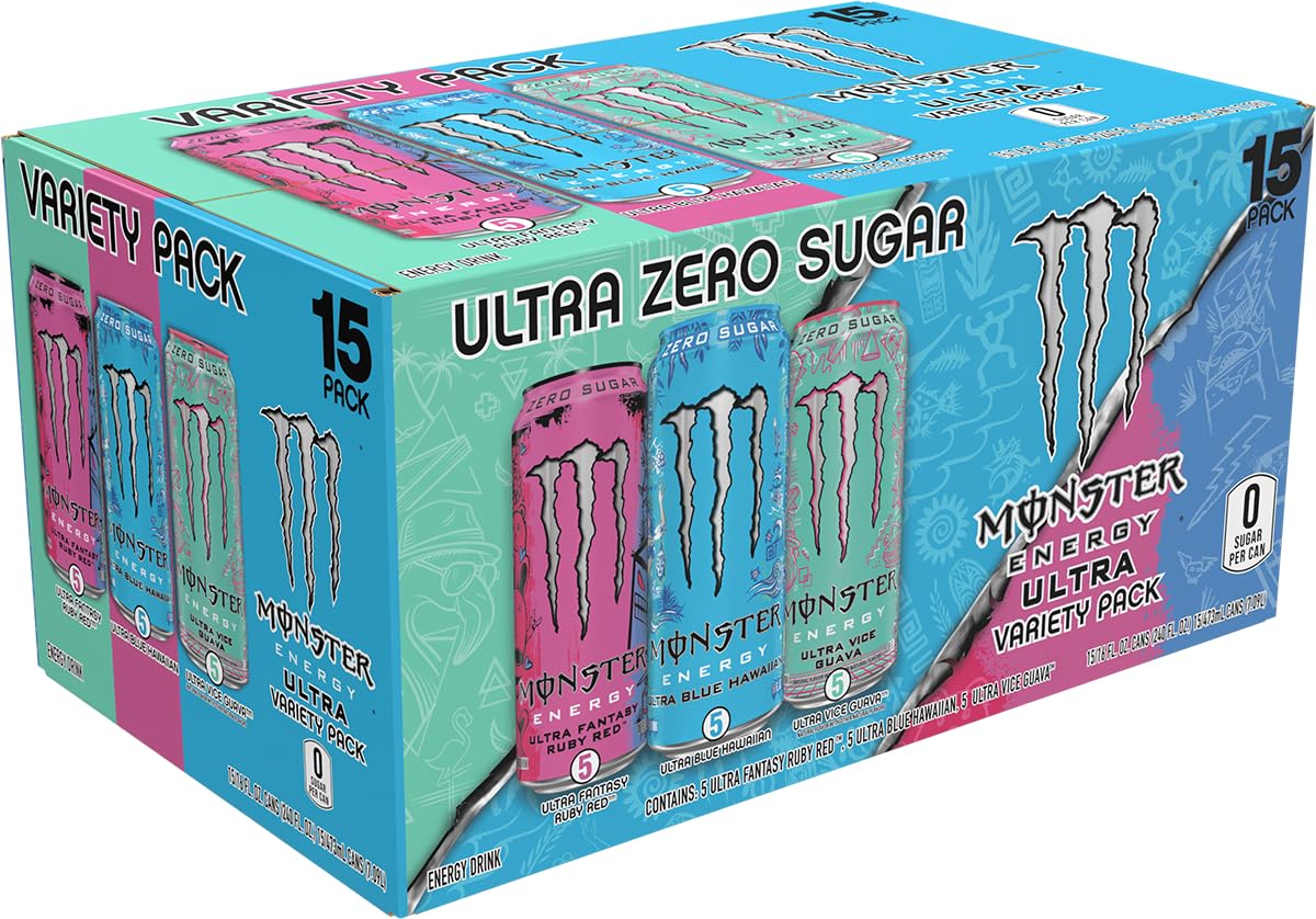 Monster Energy Ultra Variety Pack – Zero Sugar, Full Flavor Energy Drink (15 Pack)