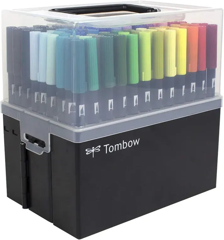 Tombow Dual Brush Pen Art Markers, 108 Color Set with Marker Case
