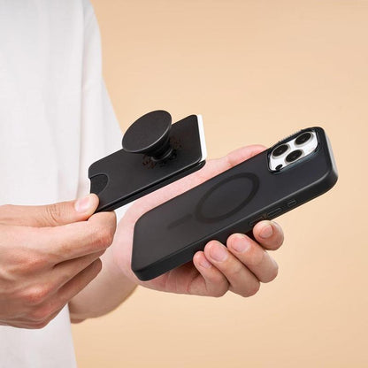 PopSockets Phone Wallet with Expanding Grip and Adapter Ring for MagSafe, Black