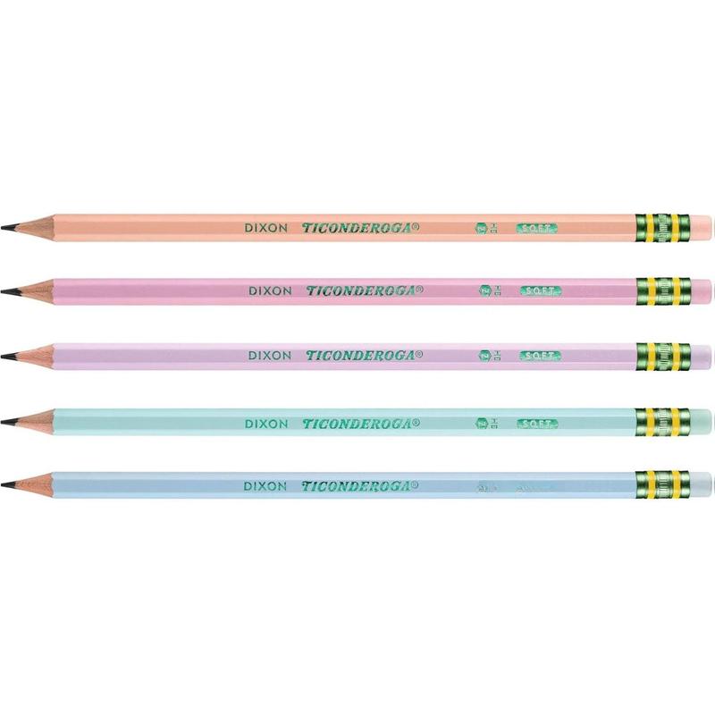 Ticonderoga Pastel Pencils – Pre-Sharpened, Graphite Core, 10 Latex-Free Eraser, Triangular Design - 3 Count