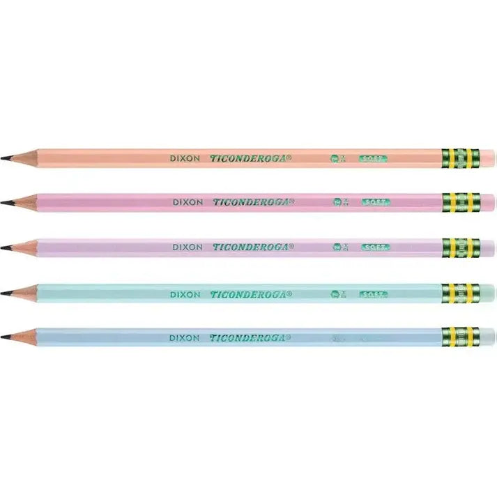 Ticonderoga Pastel Pencils – Pre-Sharpened, Graphite Core, 10 Latex-Free Eraser, Triangular Design - 3 Count