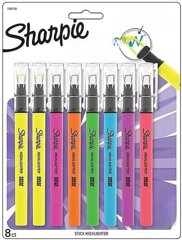Sharpie Clear View Highlighters – 8 Assorted Colors, Smear-Resistant, Precision Tip