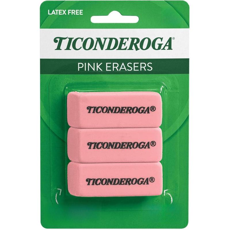 Pink Wedge Erasers - Latex-Free, Soft Pink, 3 Count
