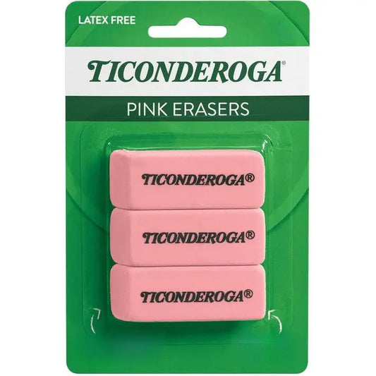 Pink Wedge Erasers - Latex-Free, Soft Pink, 3 Count