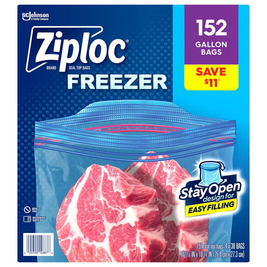 Ziploc Stay Open Design Gallon Freezer Bags, 152 ct