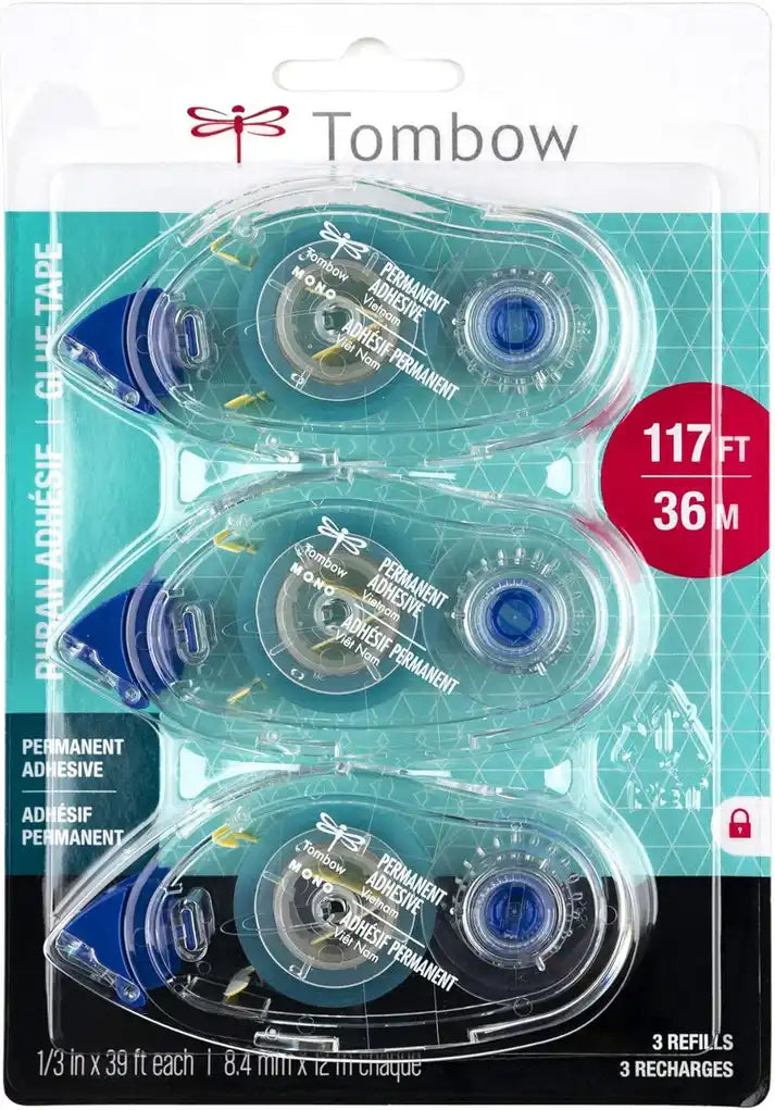 Tombow MONO Adhesive Refill Value Pack – Permanent (1/3" x 118 ft Each)