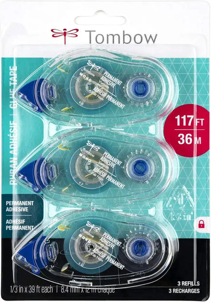 Tombow MONO Adhesive Refill Value Pack – Permanent (1/3" x 118 ft Each)