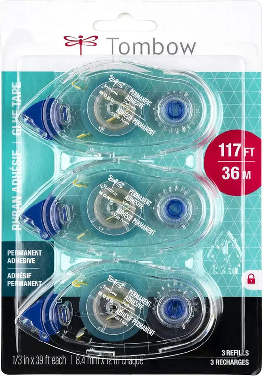 Tombow MONO Adhesive Refill Value Pack – Permanent (1/3" x 118 ft Each)