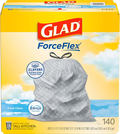 Glad Household ForceFlex Tall Kitchen Drawstring Trash Bags - 13 Gallon
