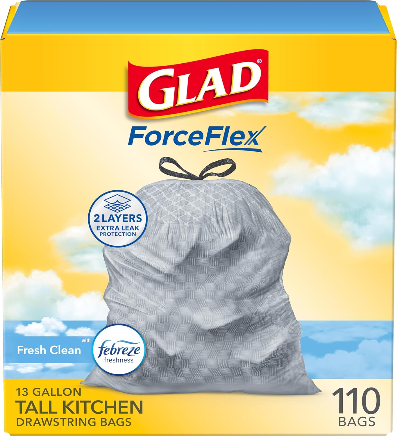 Glad Household ForceFlex Tall Kitchen Drawstring Trash Bags - 13 Gallon