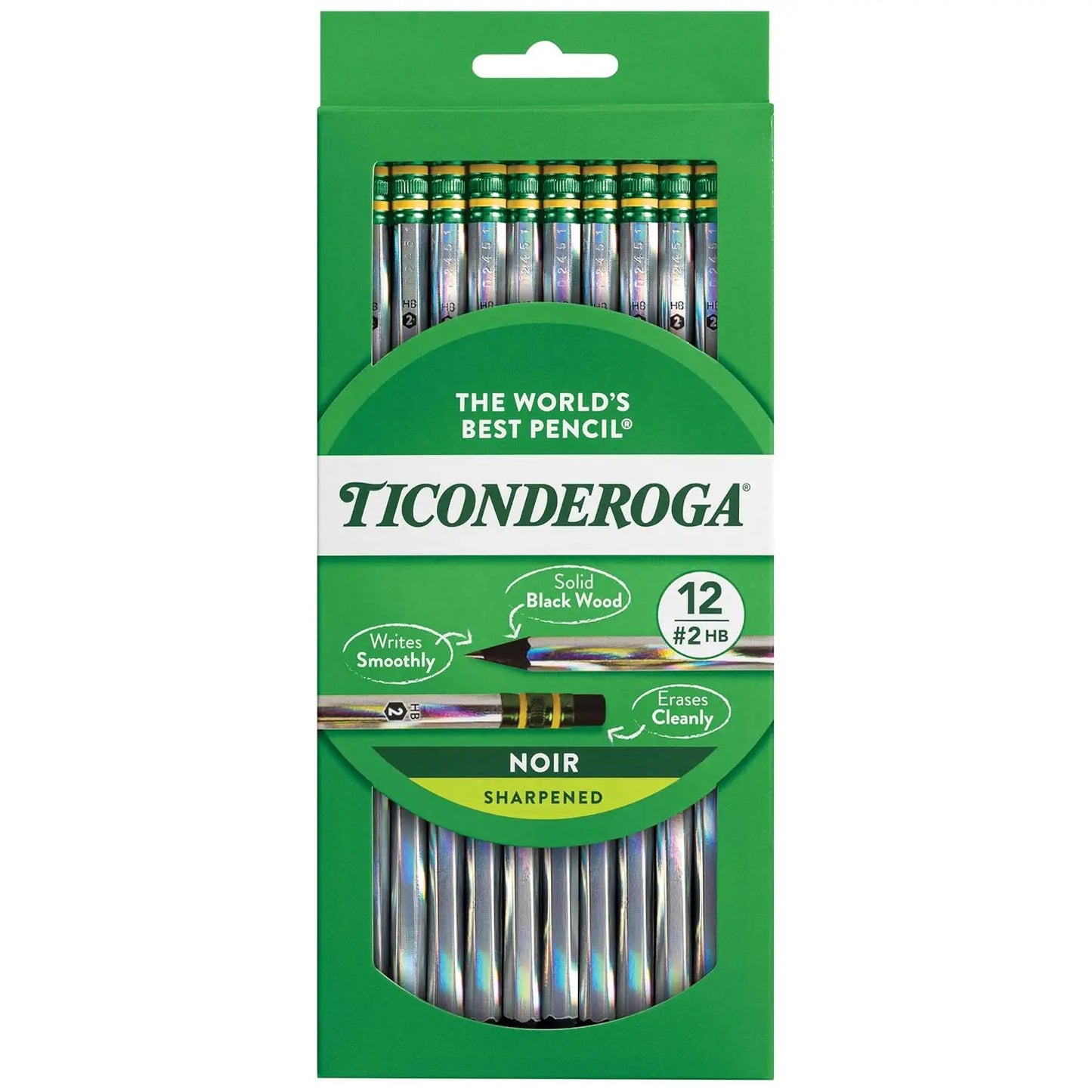 Ticonderoga Noir Black #2 Pencils – Holographic Wood-Cased Design
