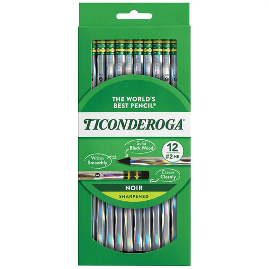 Ticonderoga Noir Black #2 Pencils – Holographic Wood-Cased Design