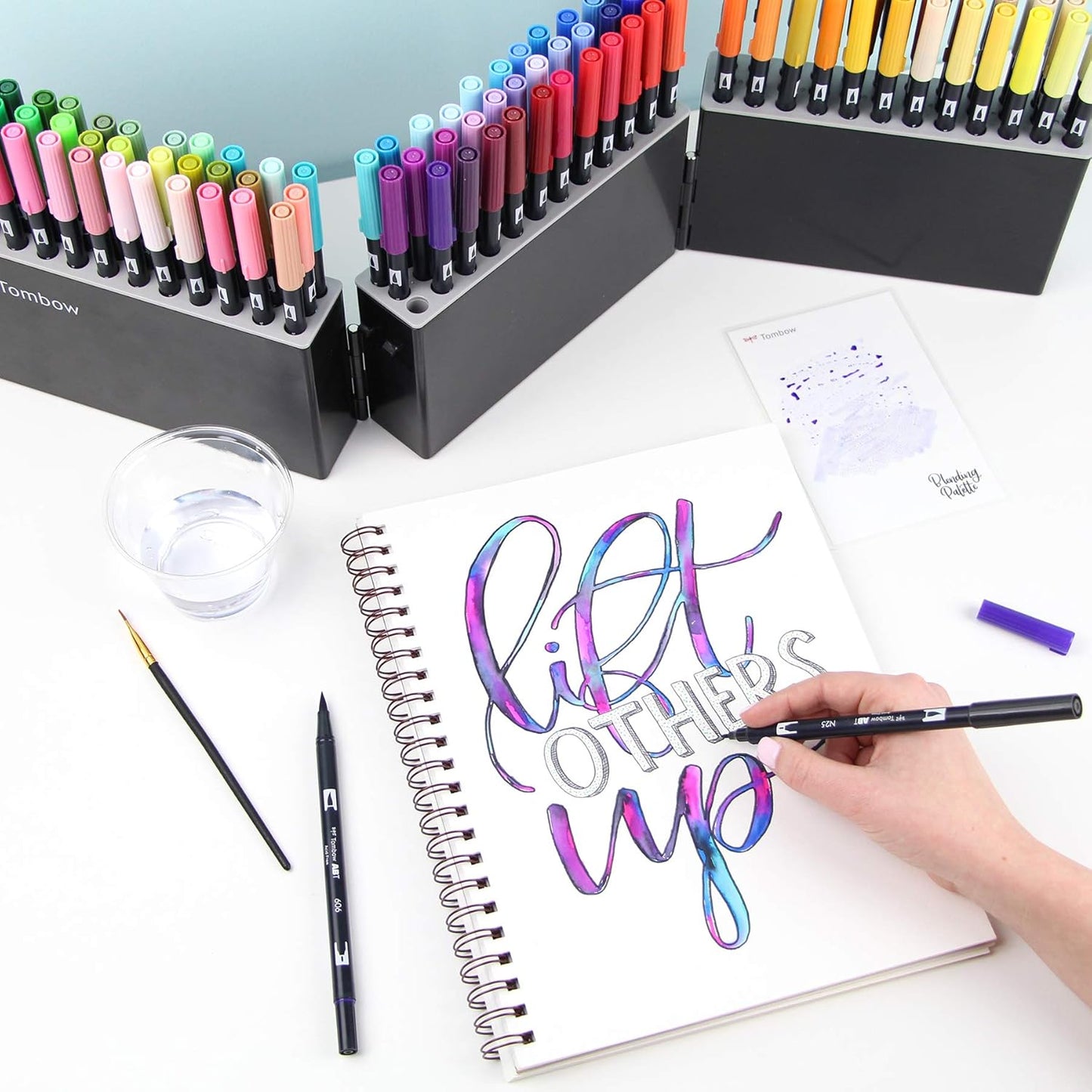 Tombow Dual Brush Pen Art Markers, 108 Color Set with Marker Case. Blendable , Brush and Fine Tip Markers with Marker Case