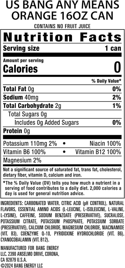 Bang Any Means Orange Energy Drink – 12 Pack