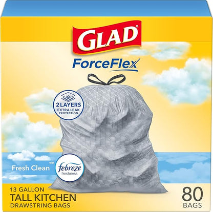 Glad Household ForceFlex Tall Kitchen Drawstring Trash Bags - 13 Gallon