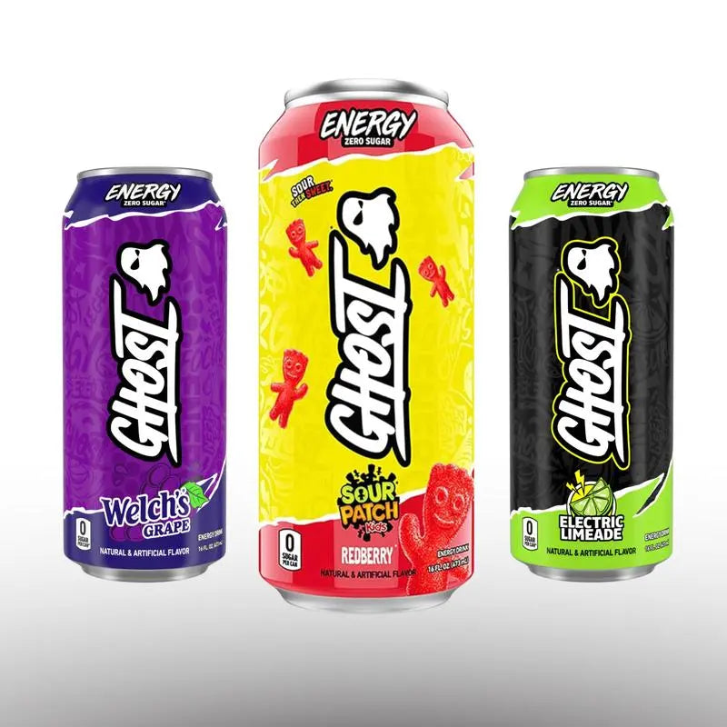 Ghost Energy Drink 16oz Variety Pack – 6 Cans, Zero Sugar Feel-Good Energy Grape - Redberry - Electric Limeade