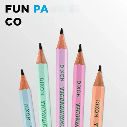 Ticonderoga Pastel Pencils – Pre-Sharpened, Graphite Core, 10 Latex-Free Eraser, Triangular Design - 3 Count