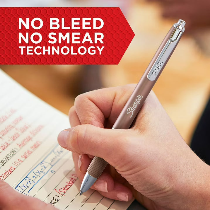 Sharpie Metal Barrel S-Gel Pens, 6-Pack, Medium Point 0.7mm