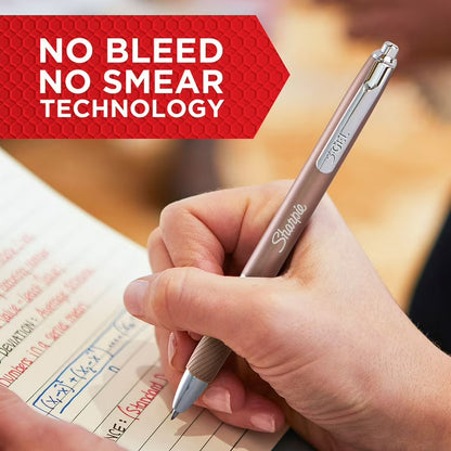 Sharpie Metal Barrel S-Gel Pens, 6-Pack, Medium Point 0.7mm