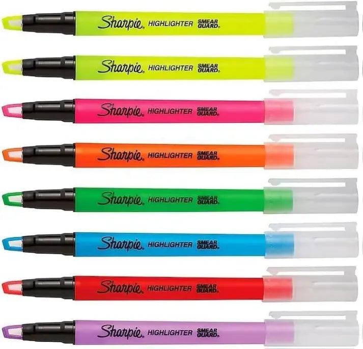Sharpie Clear View Highlighters – 8 Assorted Colors, Smear-Resistant, Precision Tip