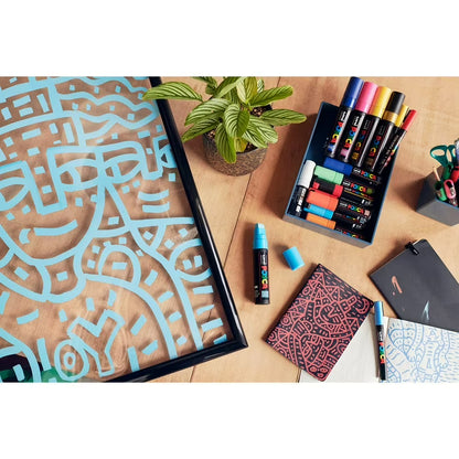Uni POSCA PC-5M Water-Based Paint Markers, Medium Point (1.8–2.5mm), Assorted Colors, 16 Pack