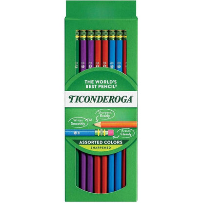 Wood-Cased Graphite, #2 HB Soft, Pre-Sharpened, Assorted Barrels, Black Lead, 10-Pack