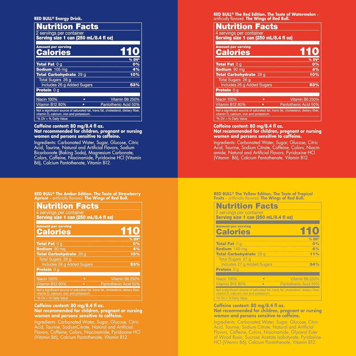 Red Bull® Energy Drink Variety Pack – Watermelon, Strawberry Apricot & Tropical (8.4 fl oz, 12 Pack)