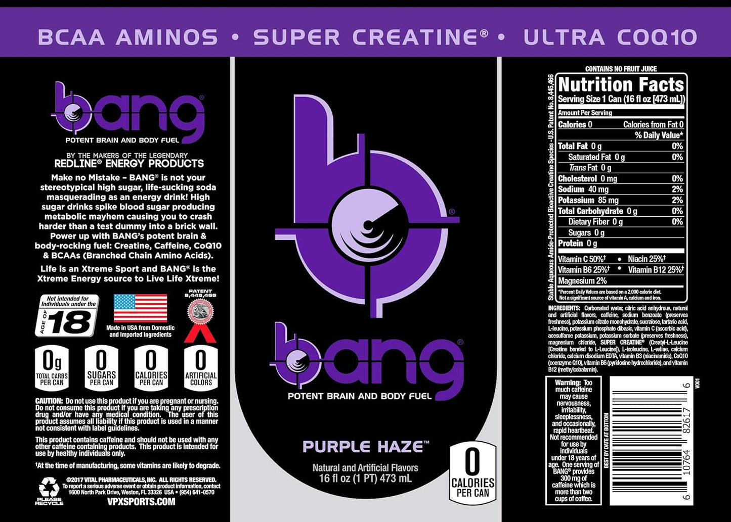 Bang Energy Drink Purple Haze – 12 Pack