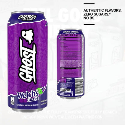 Ghost Energy Drink – Zero Sugar, 16 fl oz Cans (Pack of 6) Grape