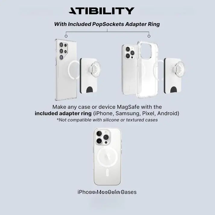 PopSockets Phone Wallet with Expanding Grip and Adapter Ring for MagSafe, Black