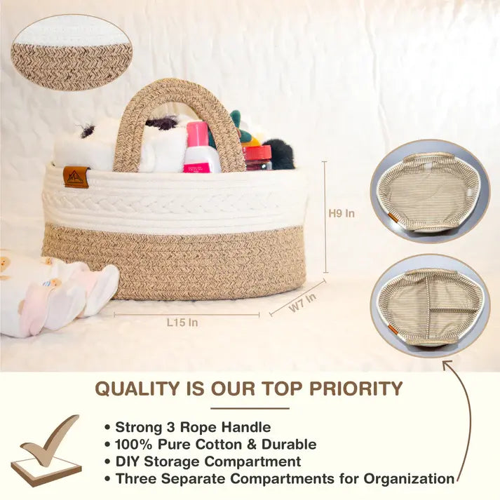 Mojoo House Diaper Caddy - Premium Gold Brown