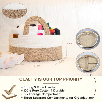 Mojoo House Diaper Caddy - Premium Gold Brown