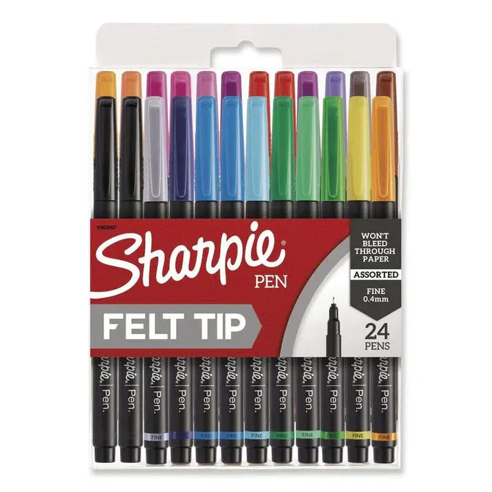 Sharpie Art Pen Fine Point 0.4 mm – 24 Assorted Colors, Quick-Drying Ink