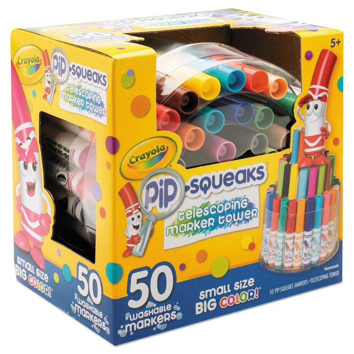 Crayola Pip-Squeaks Telescoping Marker Tower – 50 Mini Markers, Three-Tier Storage