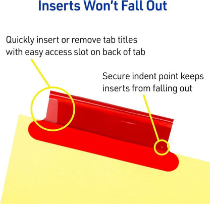 Avery Binder Dividers - 5-Tab Insertable Multicolor Big Tabs for Binders, 12 Sets of Dividers