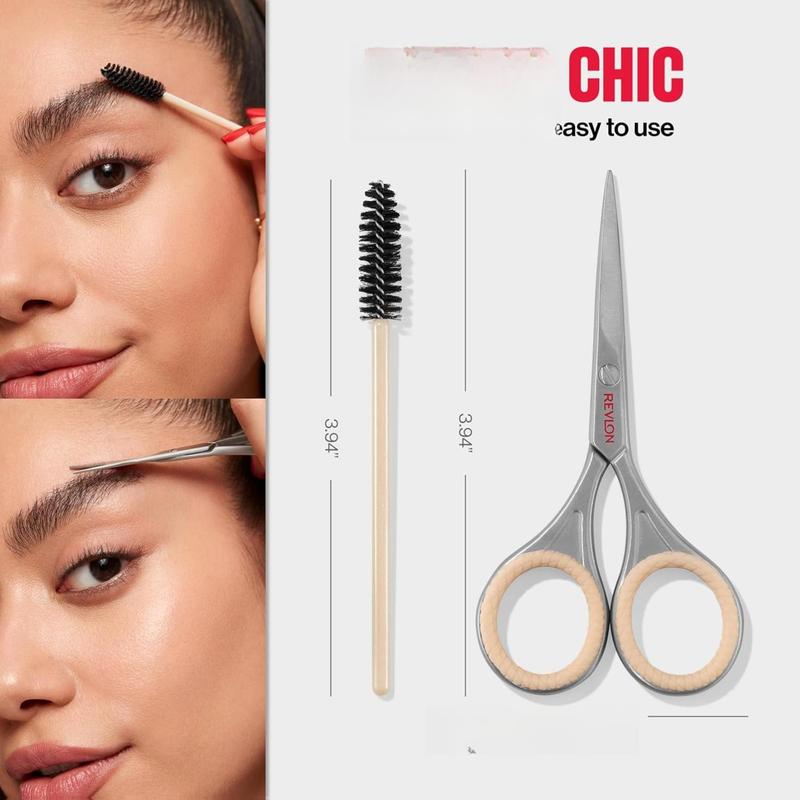 Revlon Designer Series Brow Set – Scissors & Spoolie Brush for Precise Brow Grooming