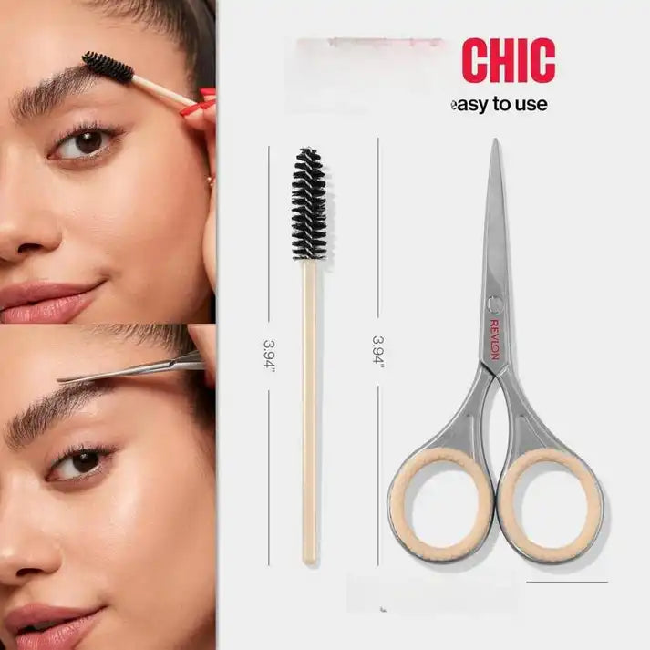 Revlon Designer Series Brow Set – Scissors & Spoolie Brush for Precise Brow Grooming