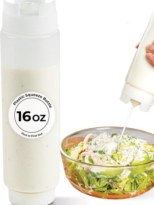 FIFO 16 OZ  Inverted Plastic Squeeze Bottle with Refill and Dispensing Lids