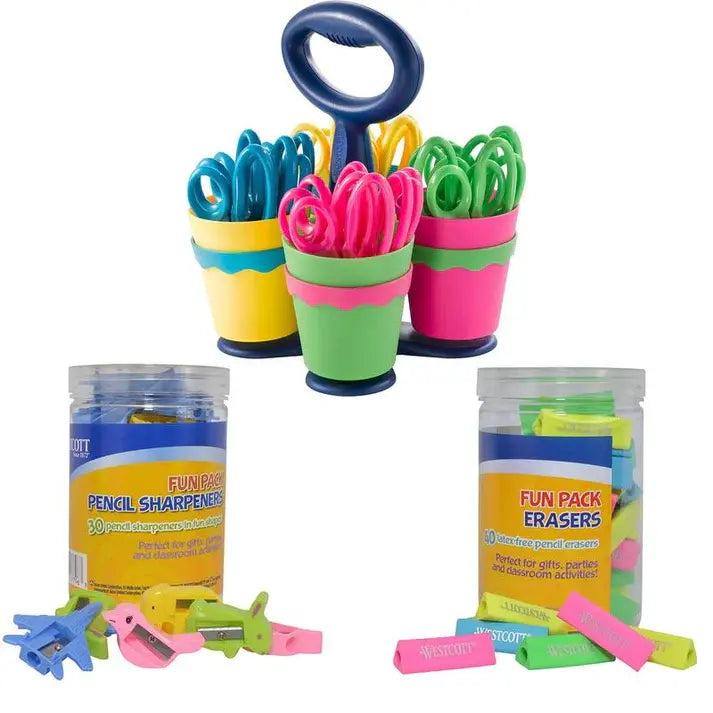 Westcott 95pc Classroom Essentials Set – 24 Kids’ Scissors with Anti-Microbial Protection