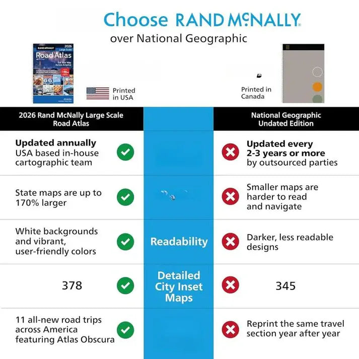 Rand McNally Road Atlas 2026 – United States, Canada & Mexico, Spiral-Bound, 304 Pages
