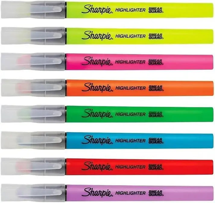 Sharpie Clear View Highlighters – 8 Assorted Colors, Smear-Resistant, Precision Tip
