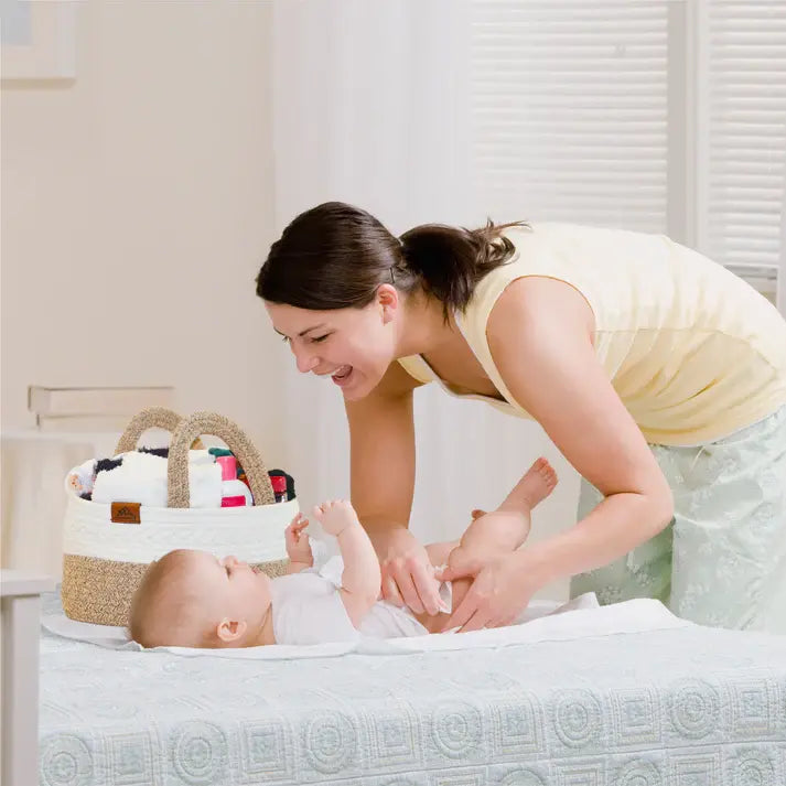 Mojoo House Diaper Caddy - Premium Gold Brown