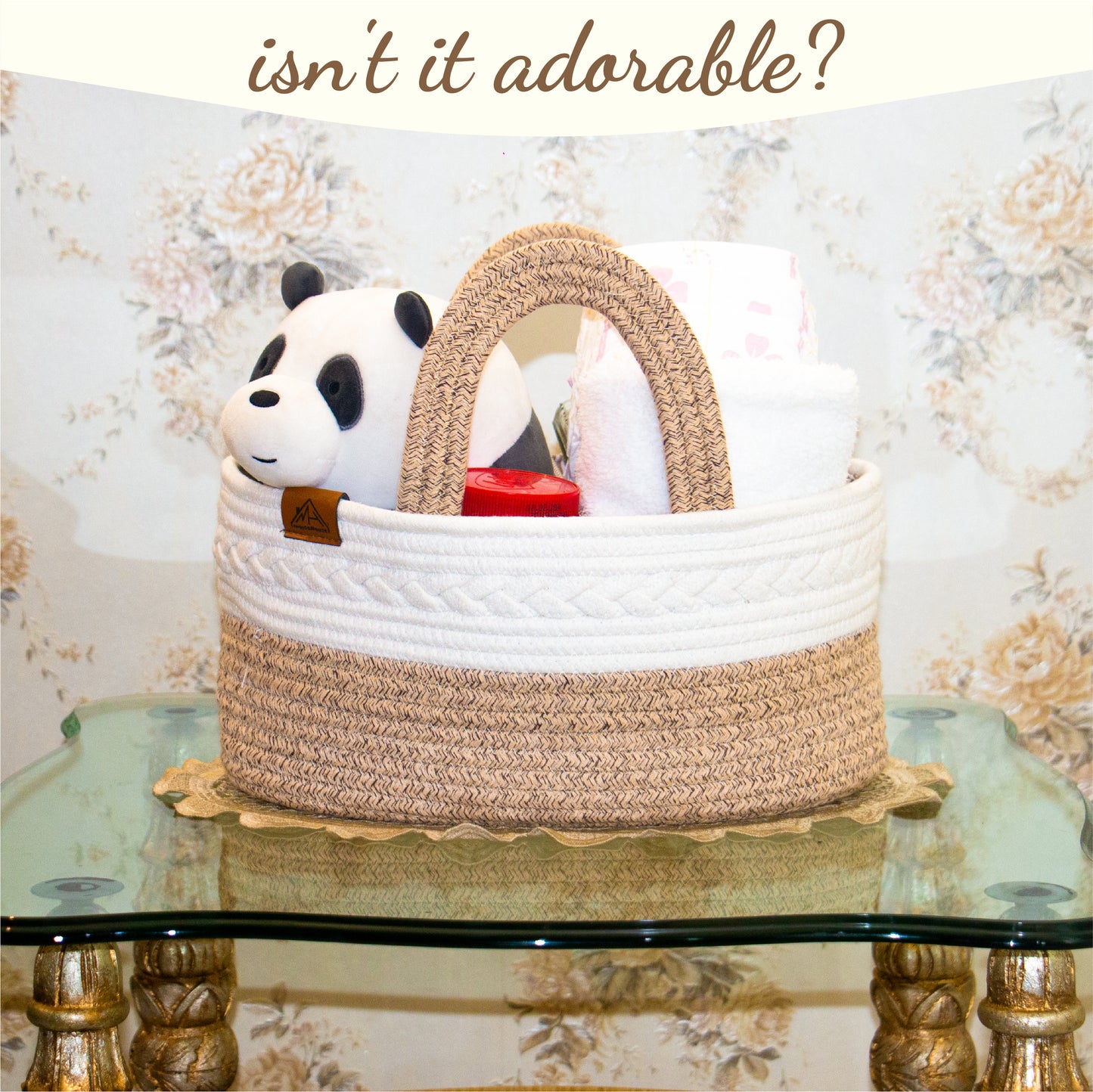 Mojoo House Diaper Caddy - Premium Gold Brown
