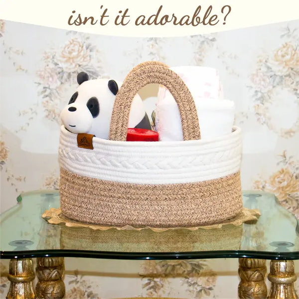 Mojoo House Diaper Caddy - Premium Gold Brown