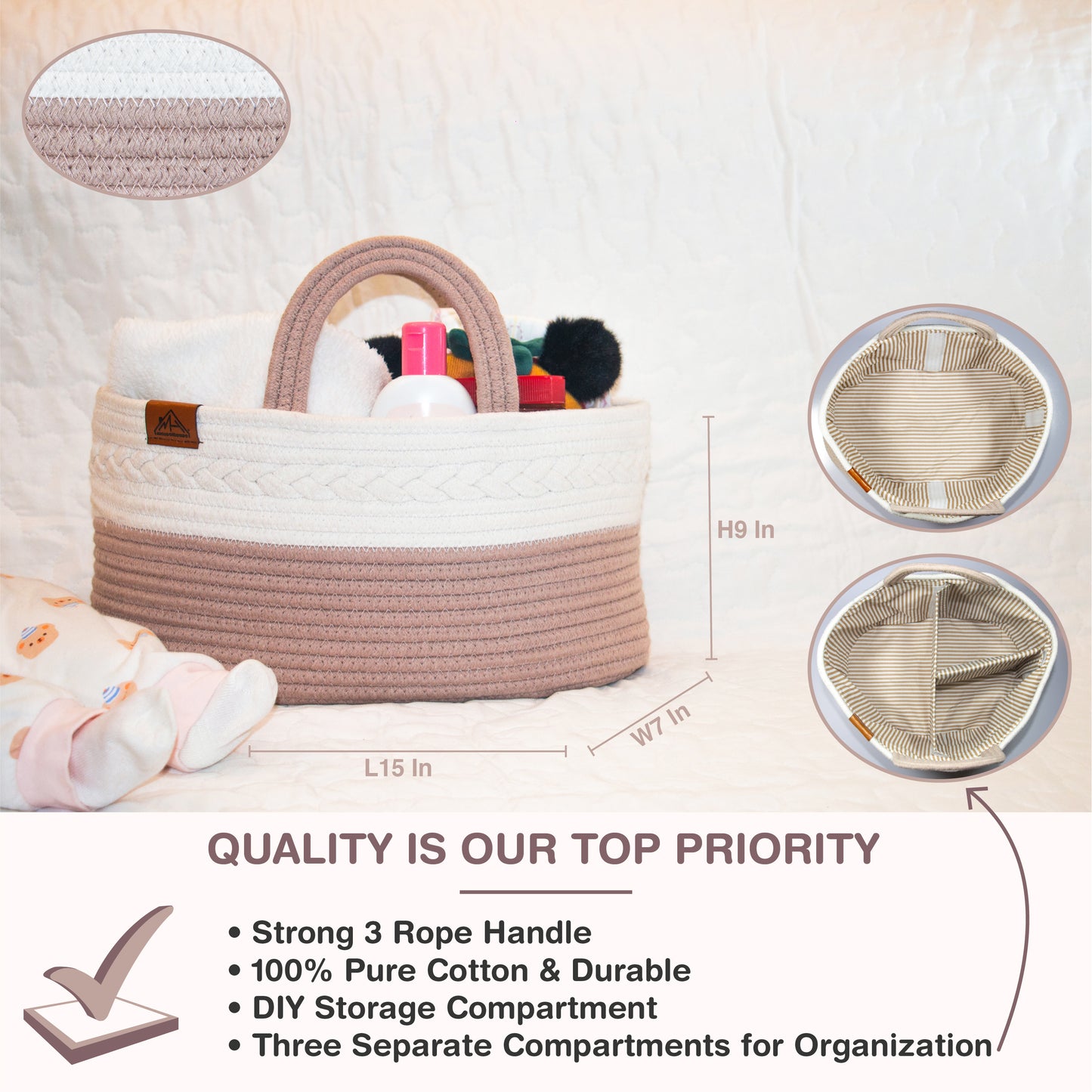 Mojoo House Diaper Caddy - BROWN