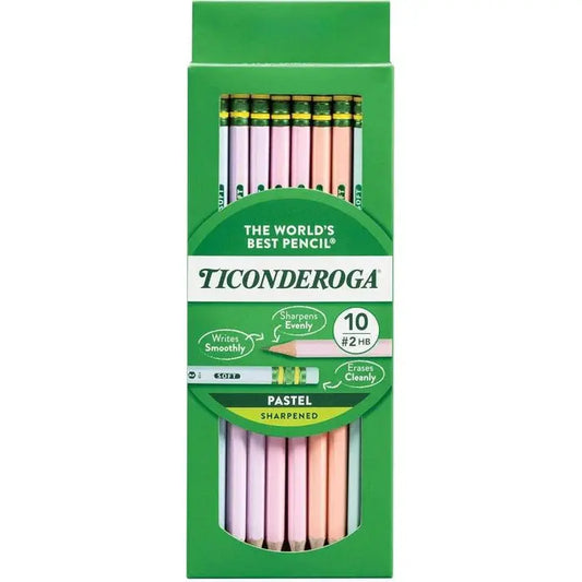 Ticonderoga Pastel Pencils – Pre-Sharpened, Graphite Core, 10 Latex-Free Eraser, Triangular Design - 3 Count